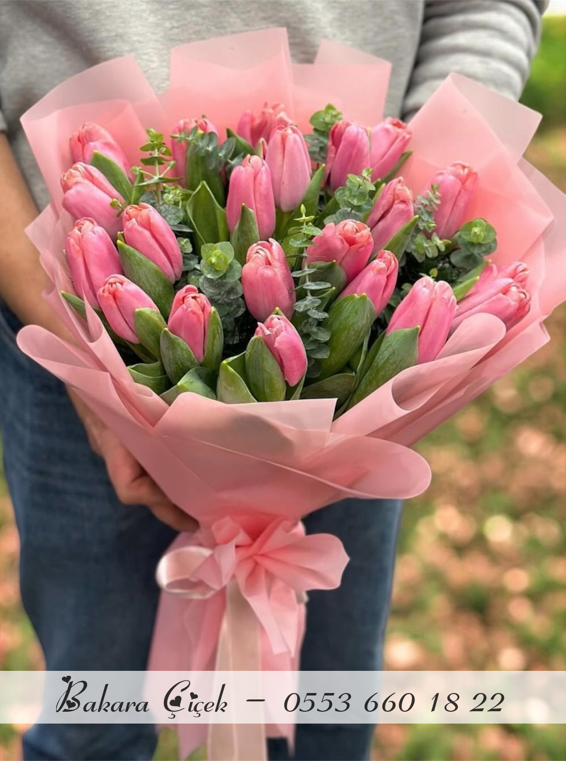 21’Li İthal Pembe Lale Buketi