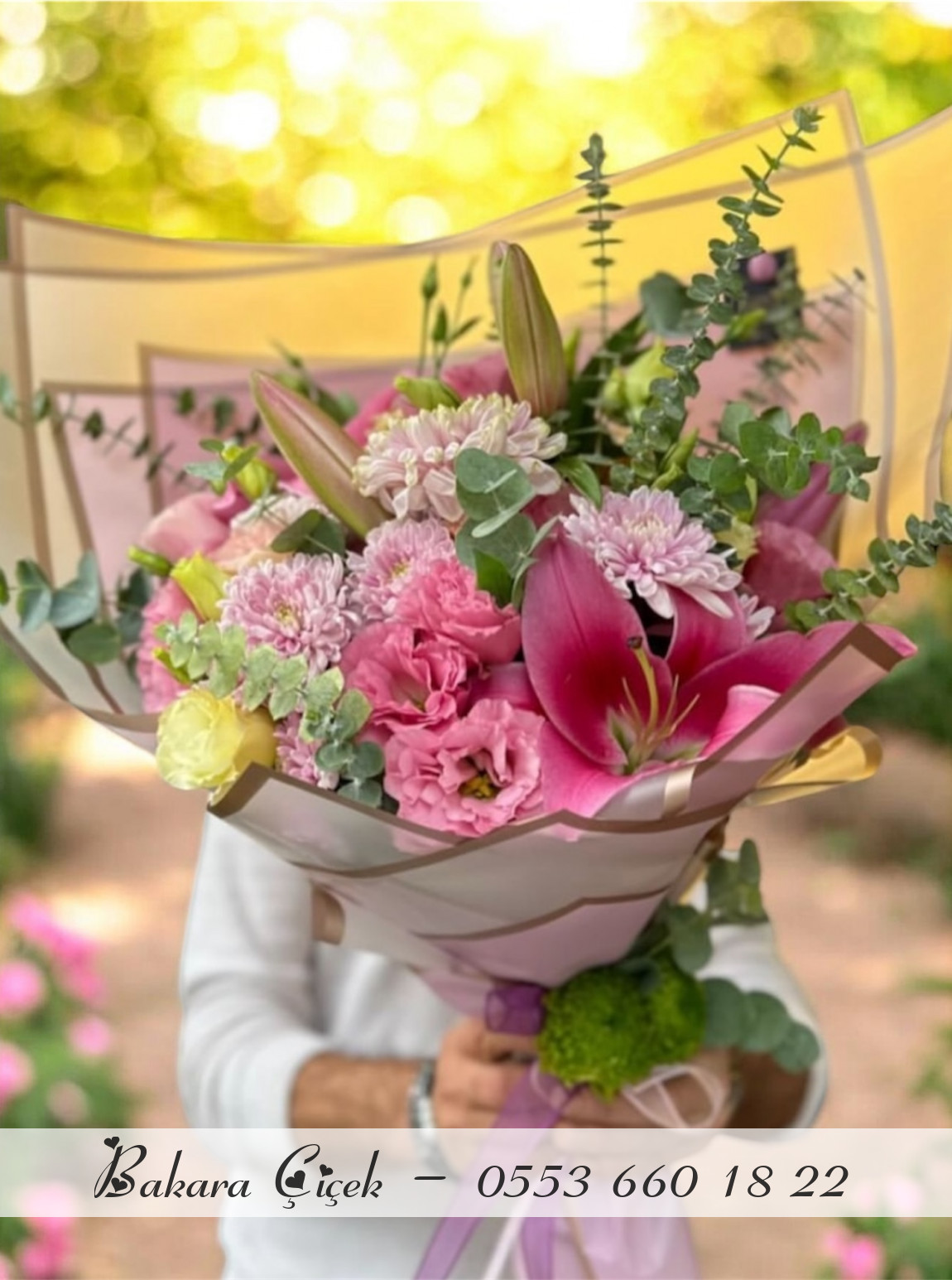 Premium Pembe Lilyum Ve Anastasia Buketi