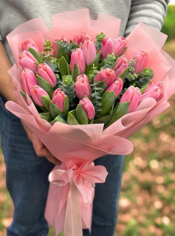 21’Li İthal Pembe Lale Buketi