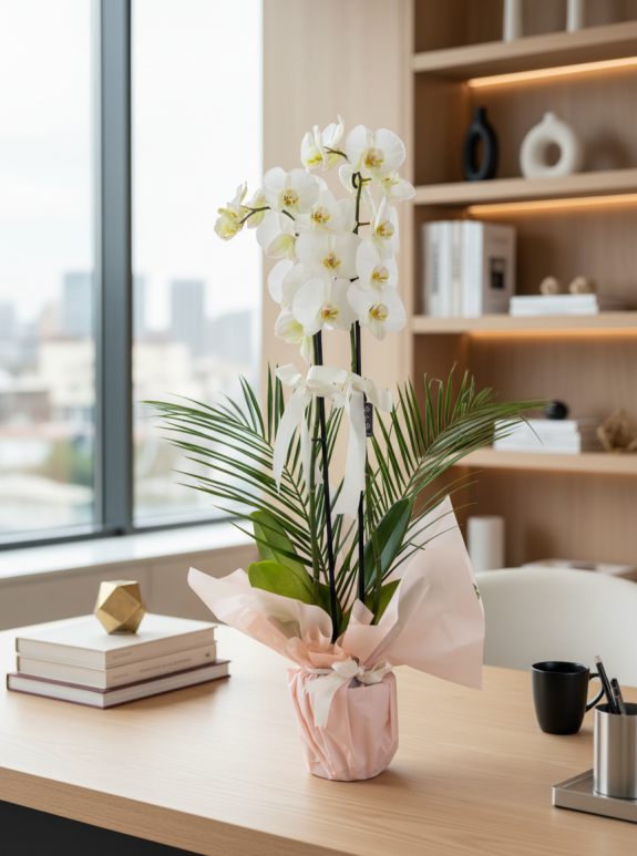 Premium Beyaz Orkide