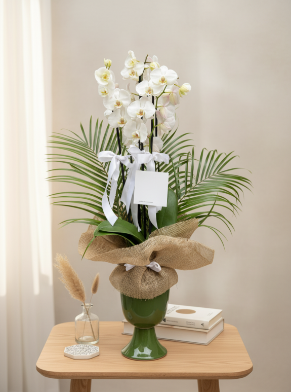 Çiftli Beyaz Premium Orkide Aranjman