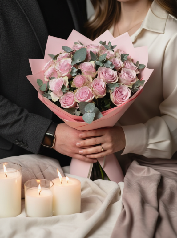 Soft Blush Premium Gül Buketi