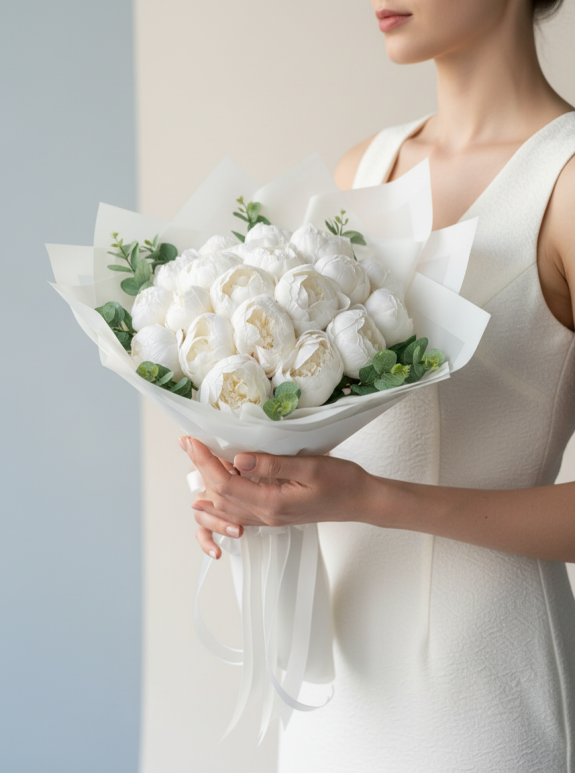 Yapay Beyaz Şakayık Buketi